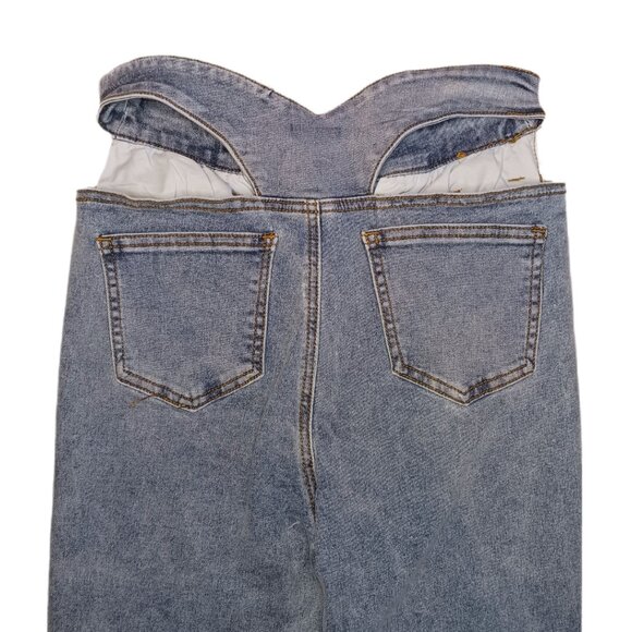 Pretty Little Thing Womens Size 4 Jeans Vintage Wash Cut Out Stretch Waistband - Picture 9 of 9
